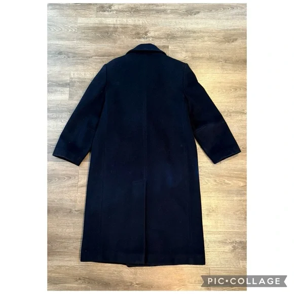 Forecaster of Boston Navy Wool Trench Coat Size L